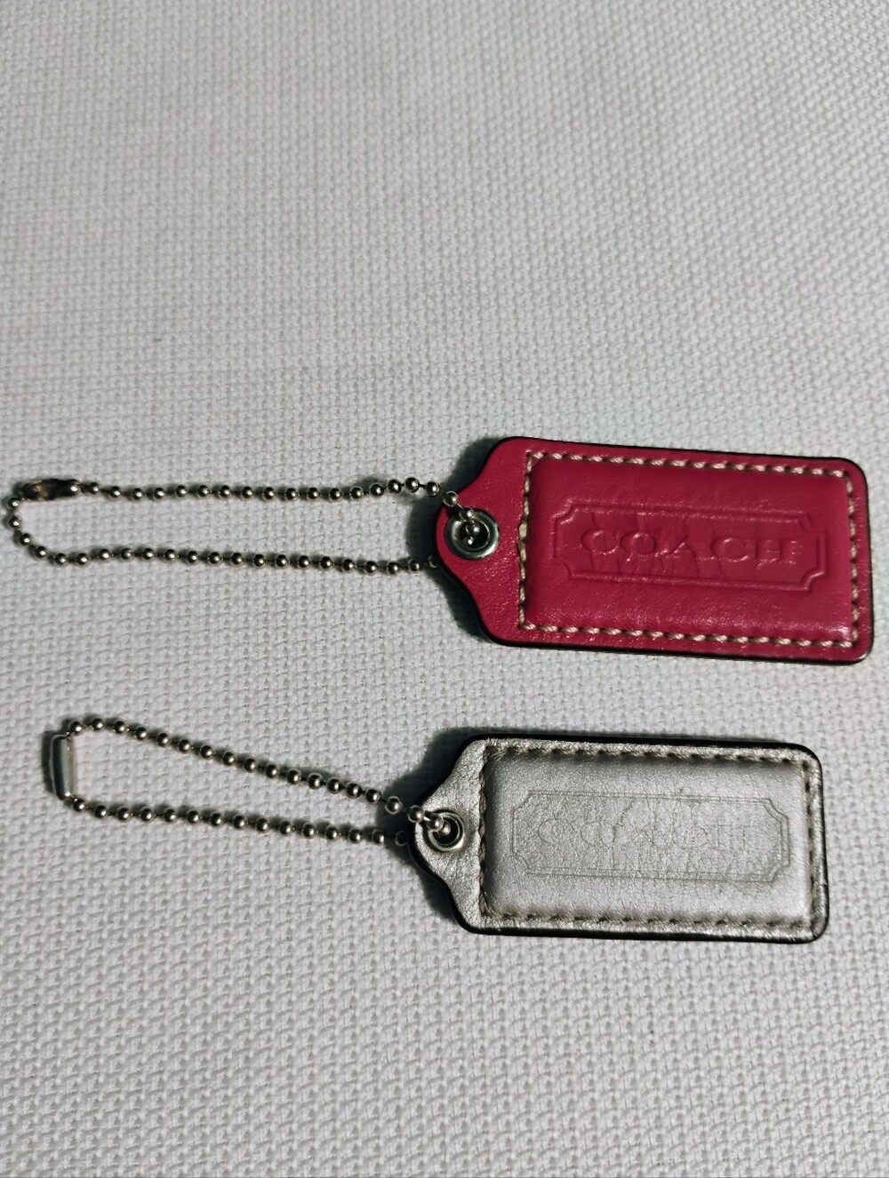 Coach Leather Tags Pink And Silver